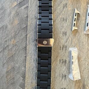 NWT Michele Black Ceramic & Stainless Steel Apple Watch Band